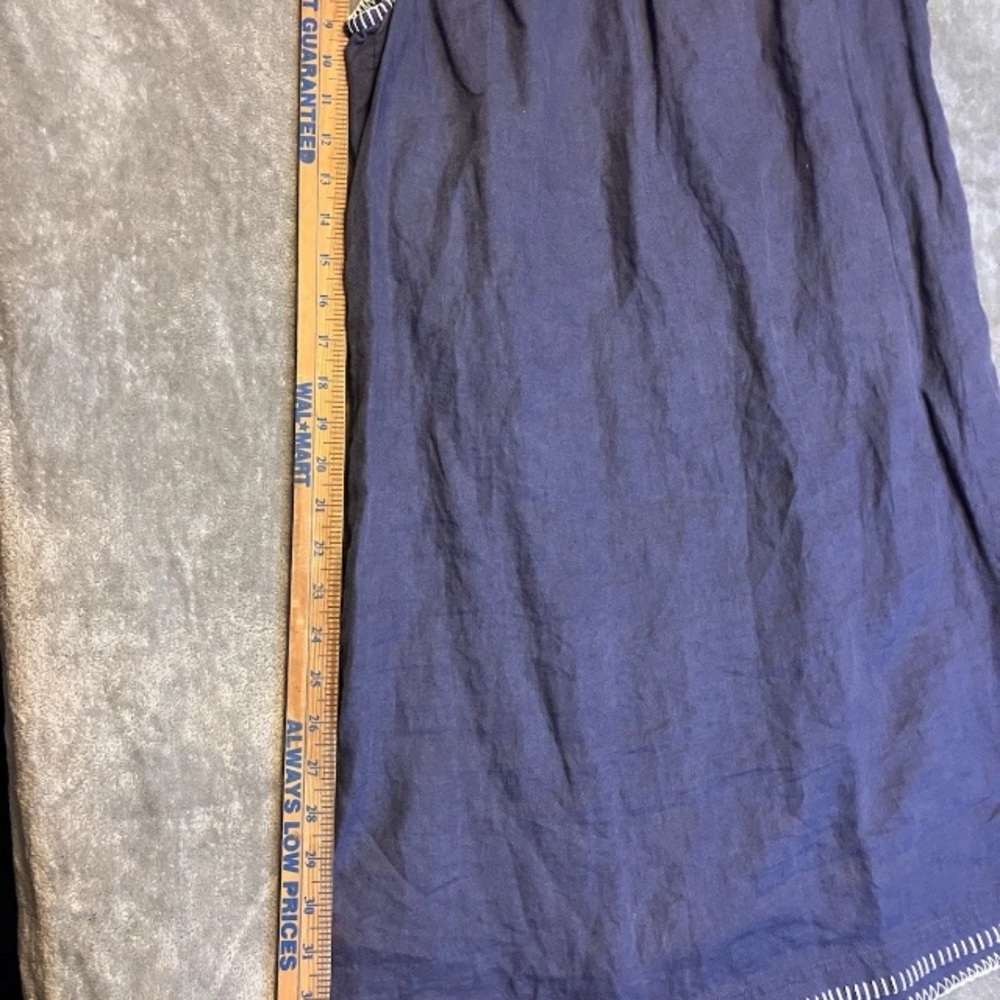 C&C California Blue Embroidered Linen Sleeveless Costal Cottage Tunic Dress - Picture 6 of 10